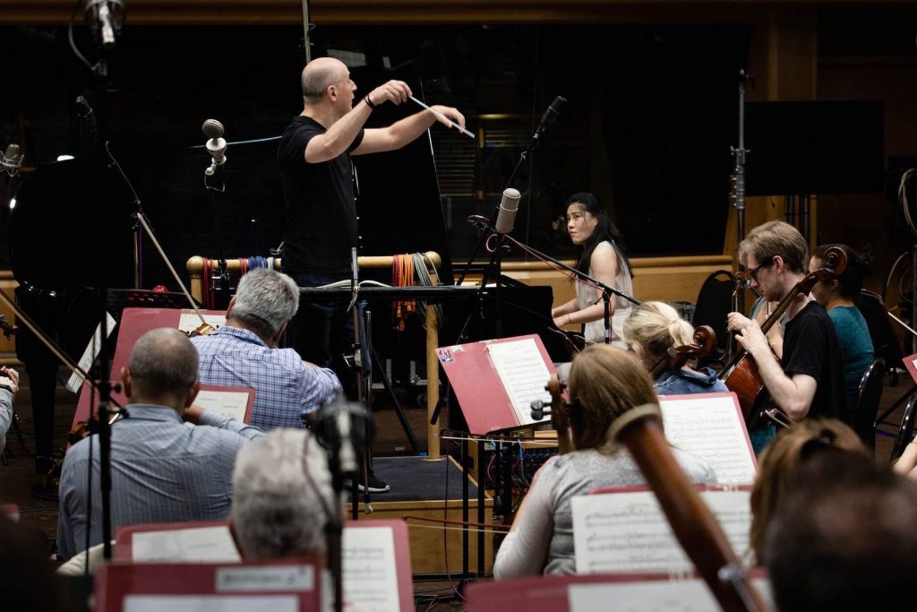 Paavo Järvi conducting with Zee Zee at the piano and the Philharmonia Orchestra at Air Studios - Photo: Ben Ealovega